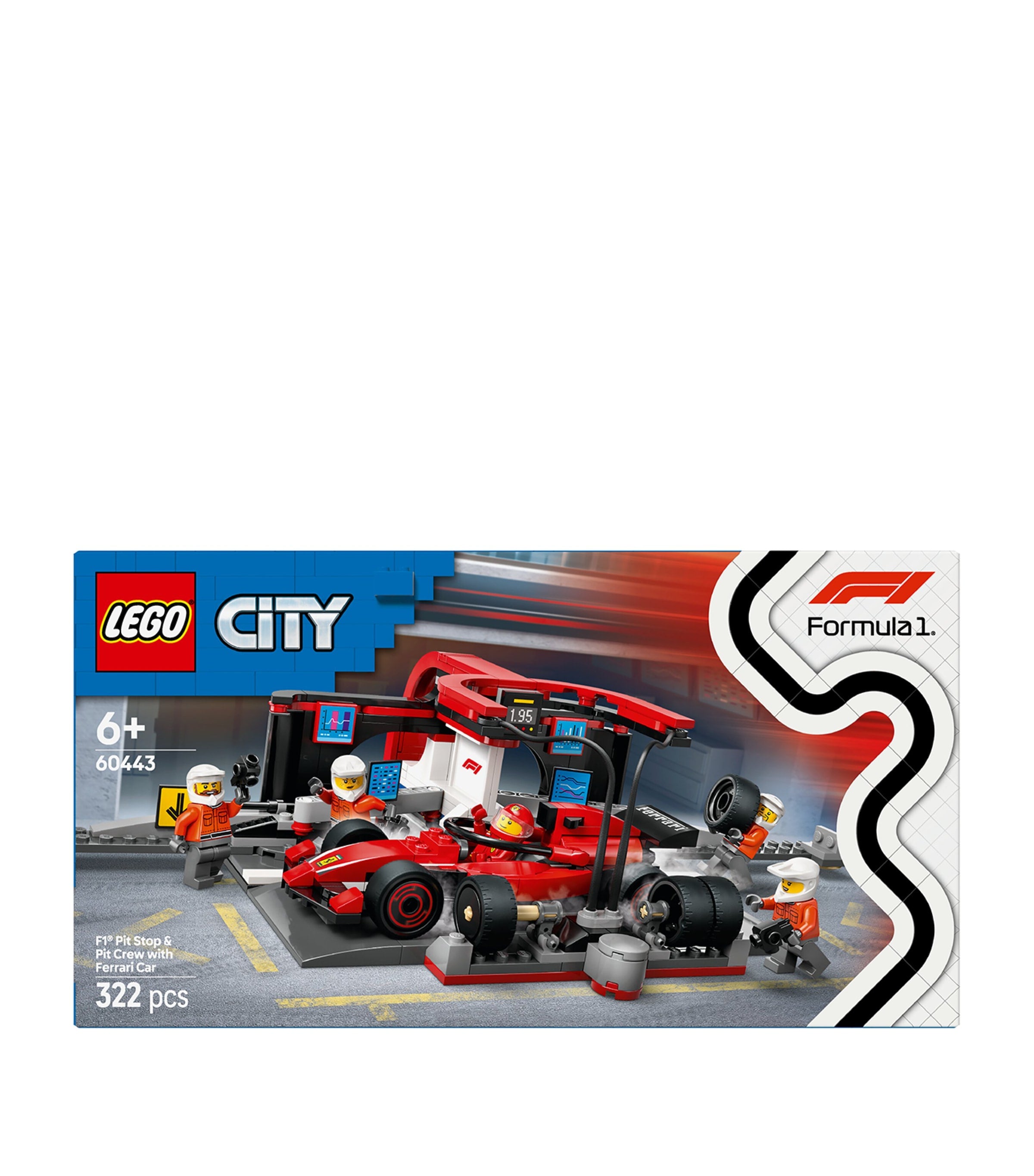 Lego F1 Pit Stop set with Ferrari car and pit crew, UK version