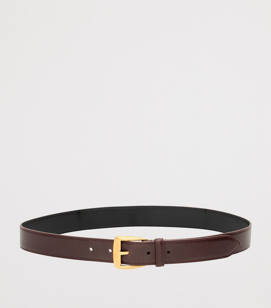 Saint Laurent polished leather belt with trapezoid buckle 3cm - British product