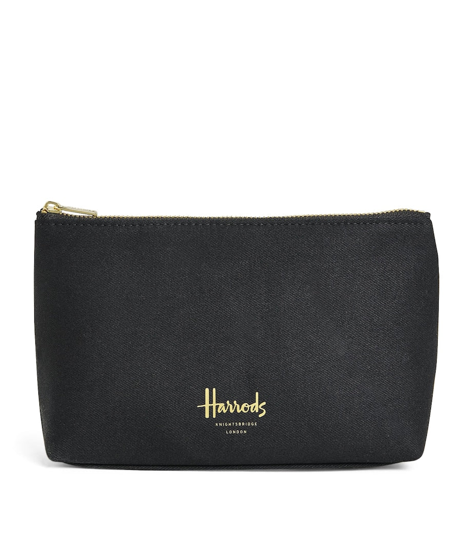 Harrods small logo cosmetic bag, synthetic material, zipped closure - British product
