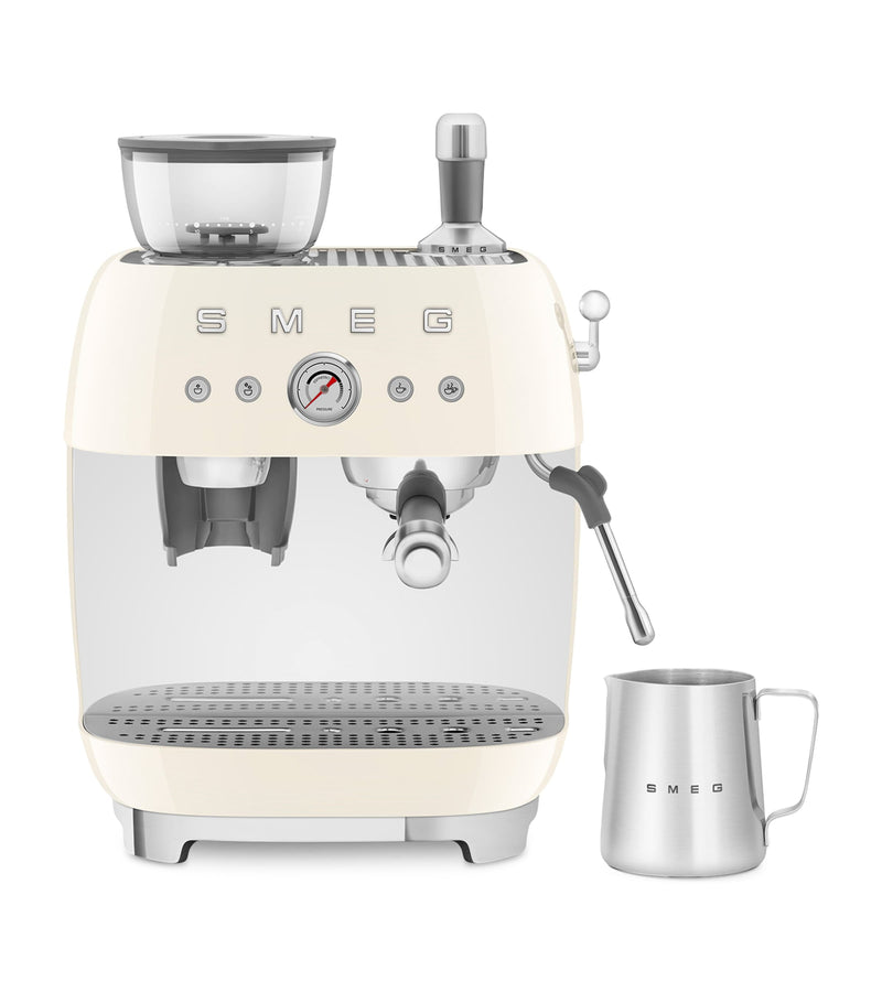 Smeg espresso coffee machine with grinder, retro design - British product