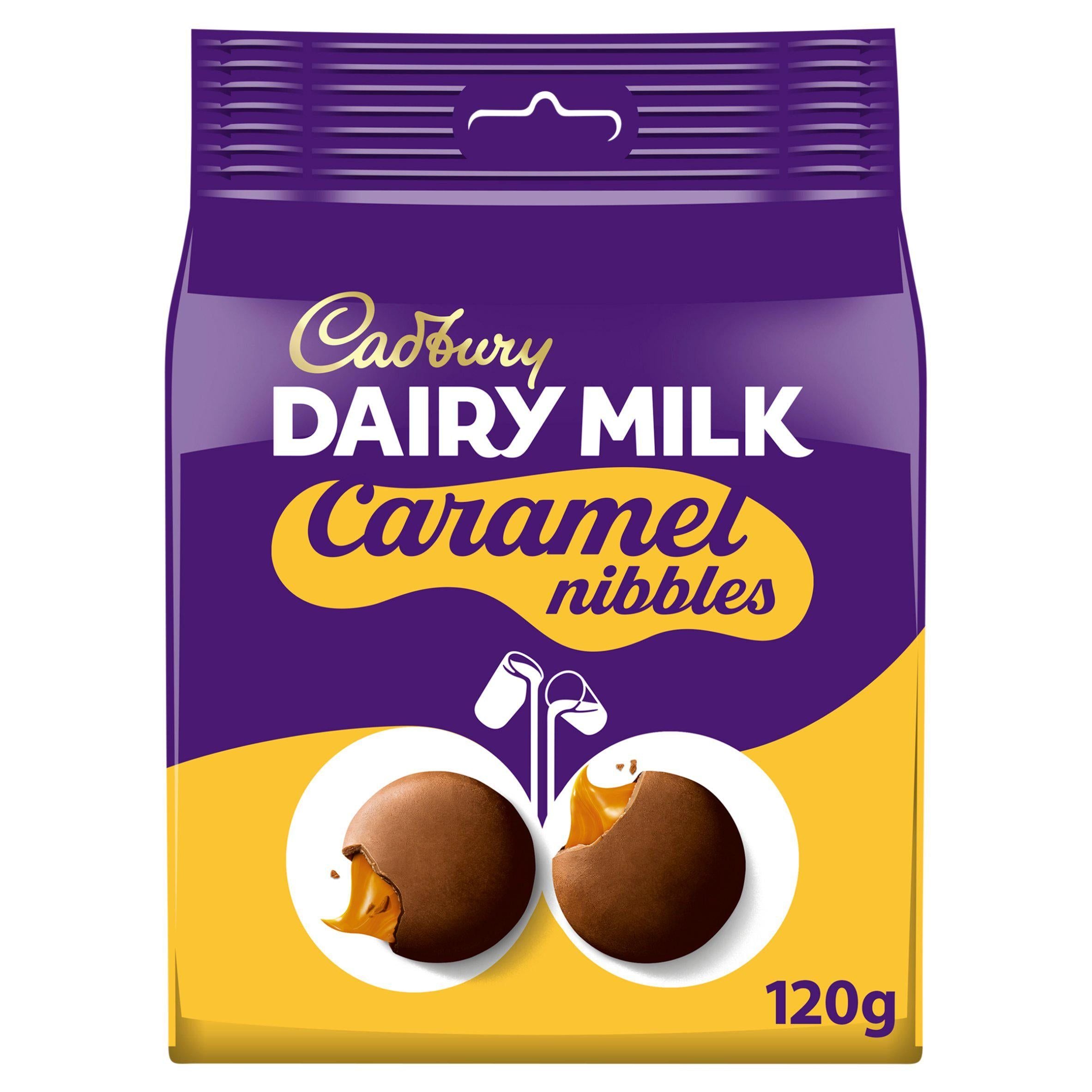 Cadbury Dairy Milk Caramel Nibbles Chocolate Bag 120g Cadbury chocolates Sainsburys   