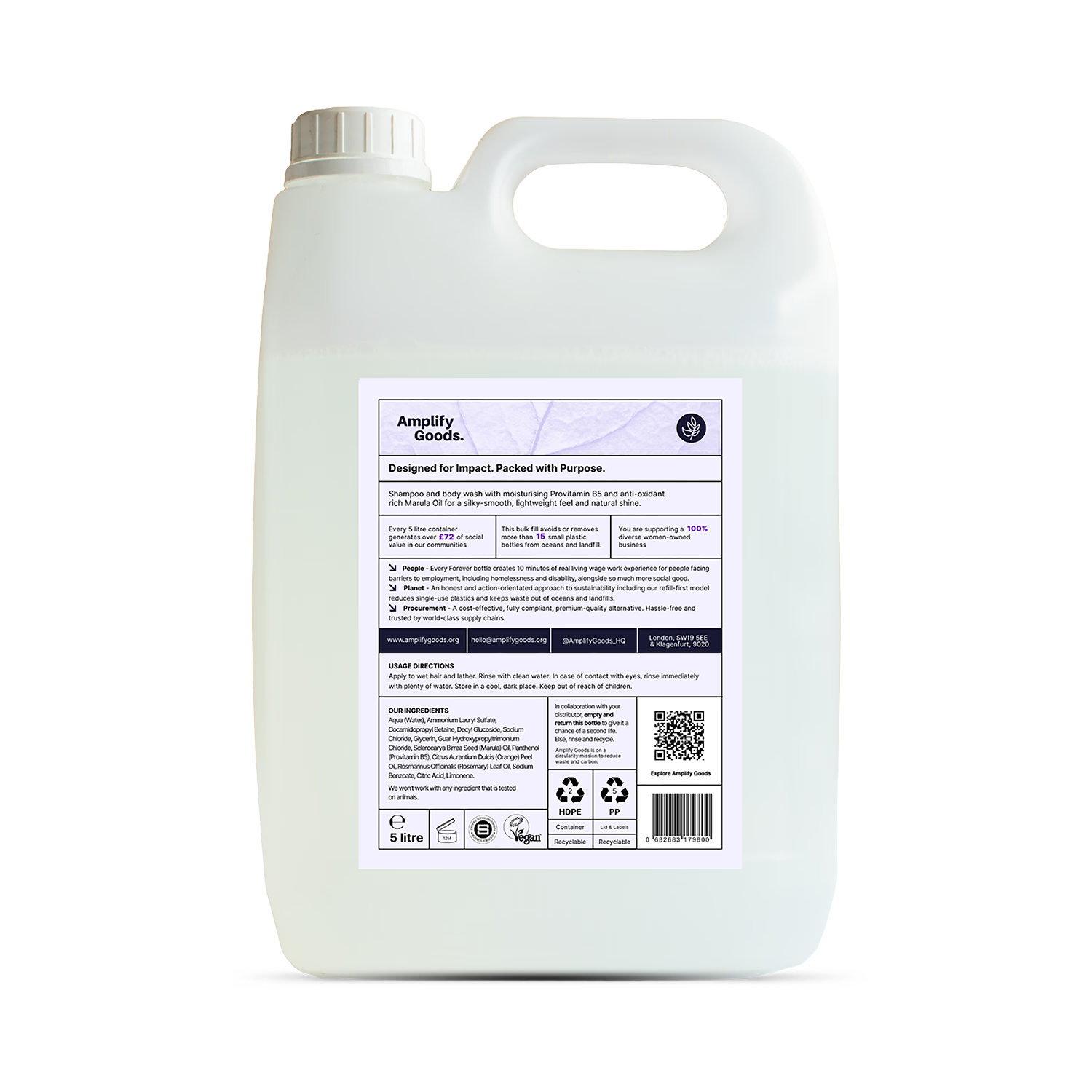 Amplify Goods rosemary orange shampoo body wash 5L, UK version