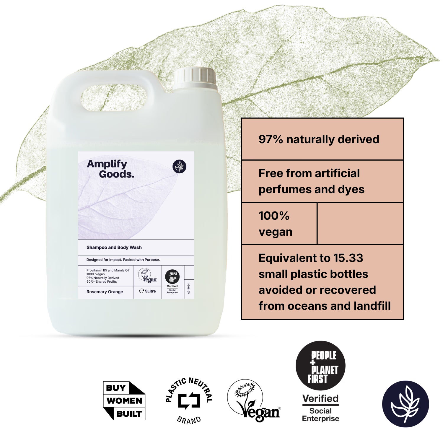 Amplify Goods rosemary orange shampoo body wash 5L, UK version
