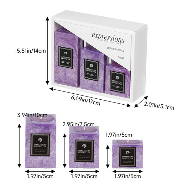 Livingandhome 3 piece lavender scented candle set, UK version