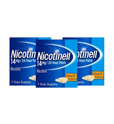 Nicotinell Nicotine Patches -Step 2, 14 mg 24 Hour 7 Patches x 3 Bundle General Health & Remedies Boots   