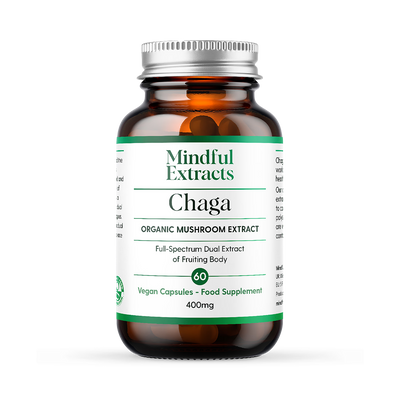 Holland & Barrett Mindful Extracts Organic Chaga Mushroom Supplement 60 Vegan Capsules- Buy online at McGrocer