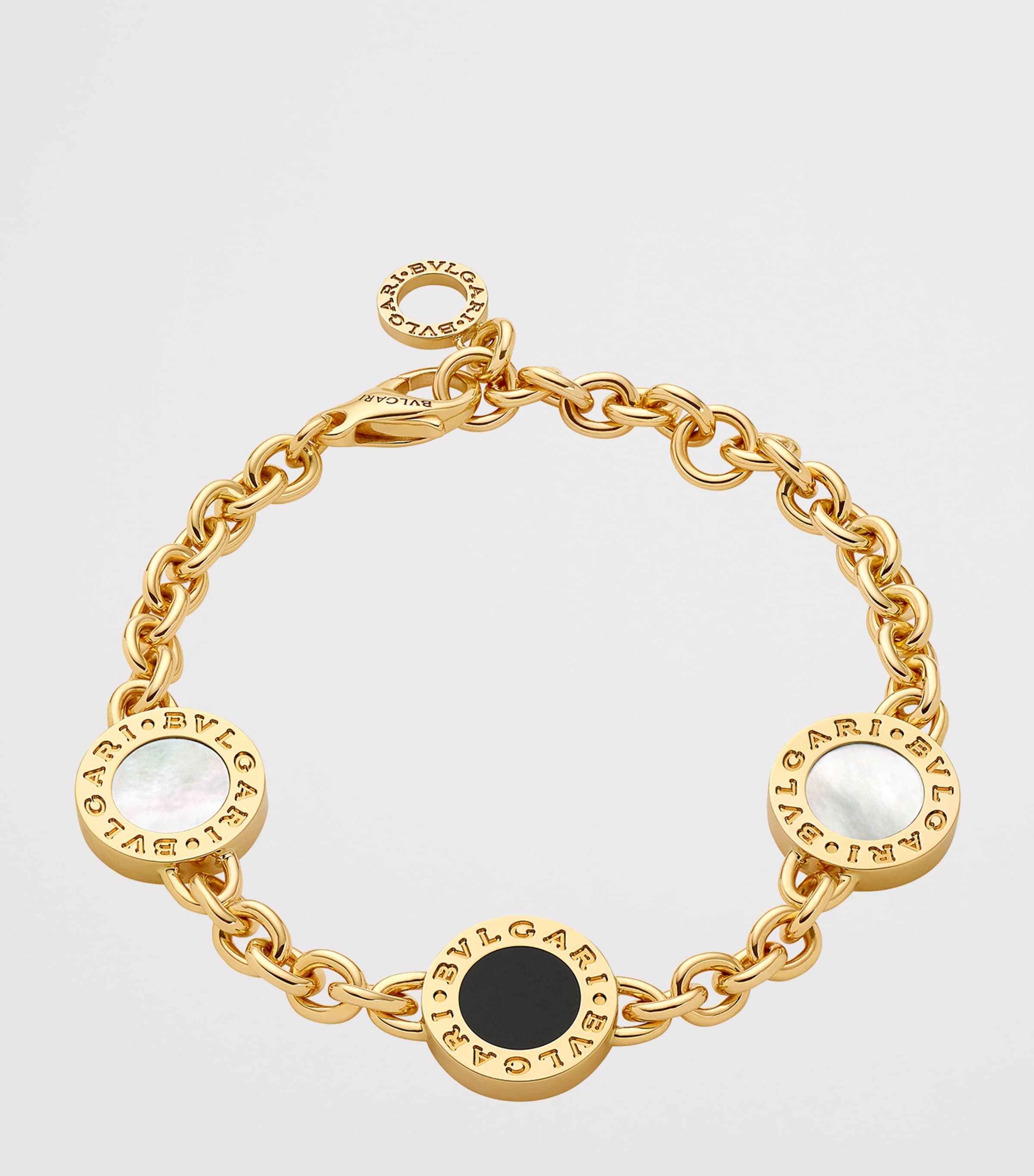 Bvlgari yellow gold mother-of-pearl onyx bracelet (British brand)