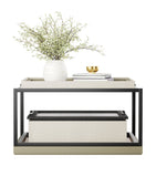 Frato Syracuse coffee table glass bronze mirror top solid wood iron base, UK version