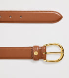 Harrods leather belt with gold-tone H-branded stud (British brand)