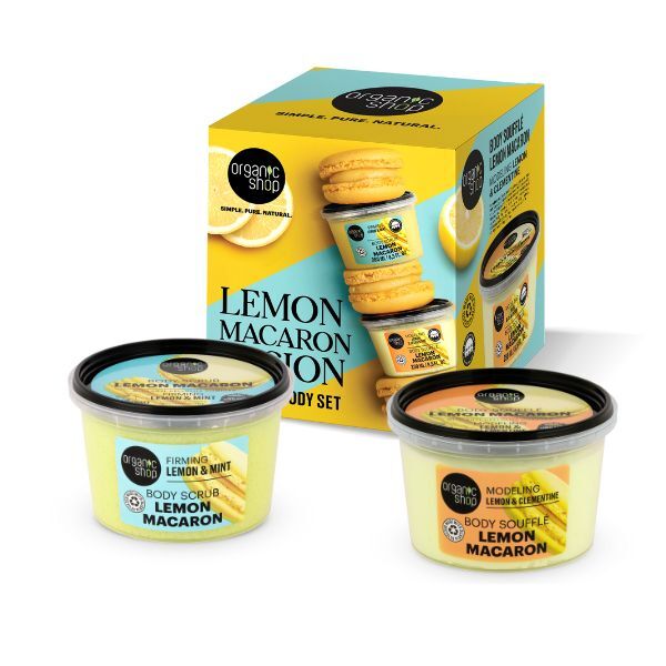 Organic Shop Lemon Macaron body gift set 250/250ml, imported from the UK