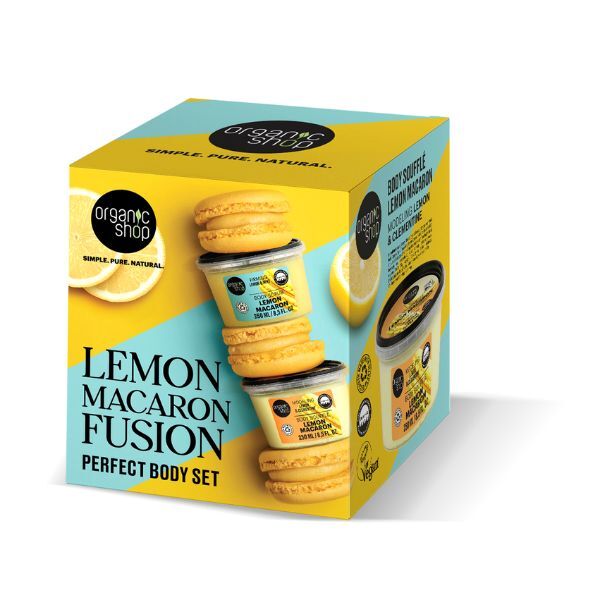 Organic Shop Lemon Macaron body gift set 250/250ml, imported from the UK