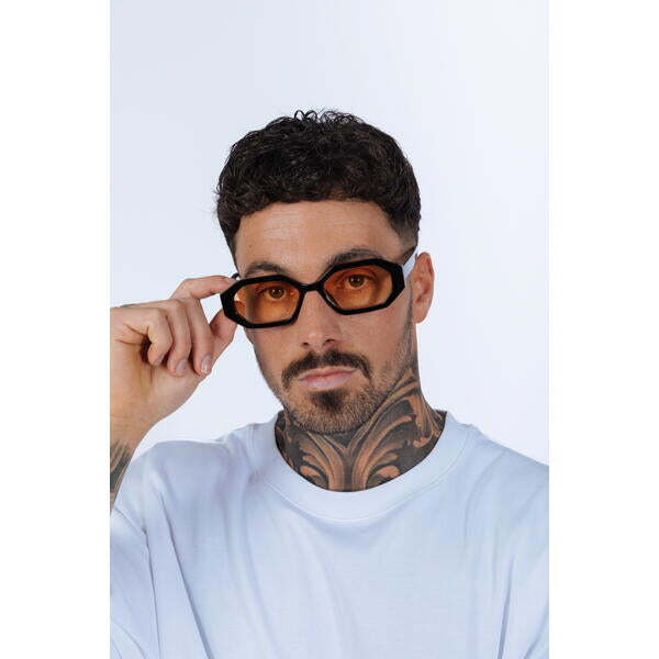 SVNX Oval Geometric sunglasses in black and orange, UK version