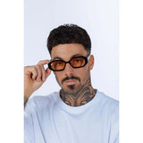 SVNX Oval Geometric sunglasses in black and orange, UK version