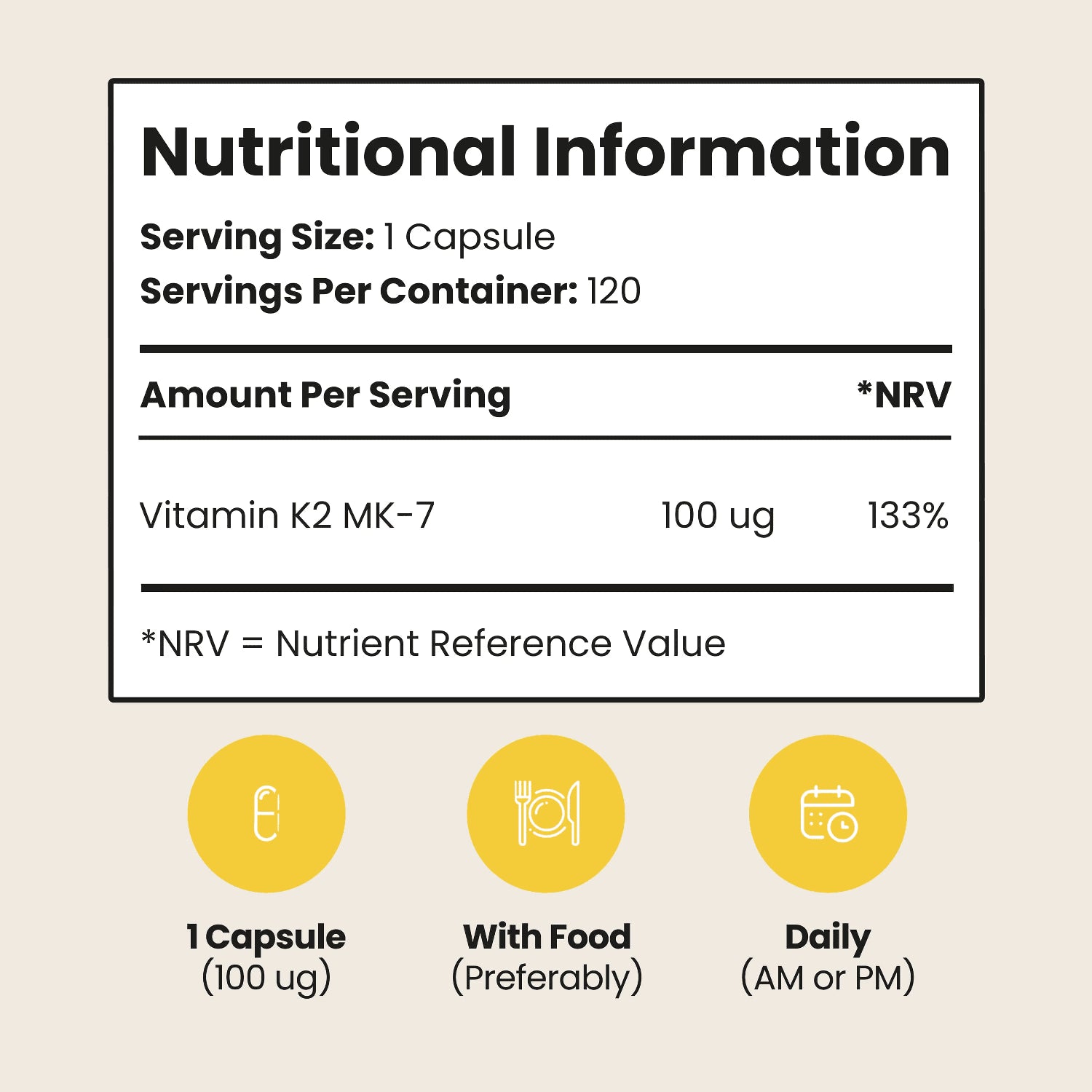 VitaBright Vitamin K2 MK7 supplement 100mcg 120 capsules, imported from the UK
