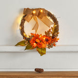Livingandhome Artificial Sunflower Wreath with Lights