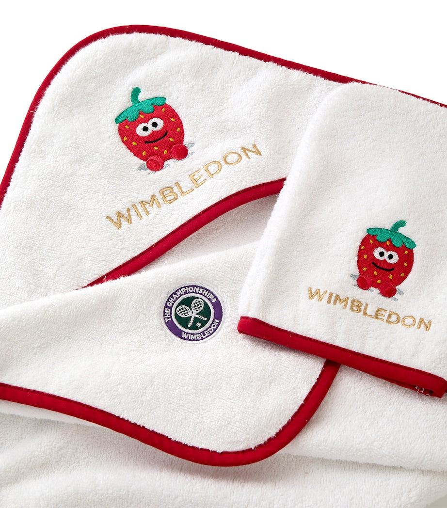 Christy Wimbledon Mini Strawberry Bundle towel and mitt, imported from the UK