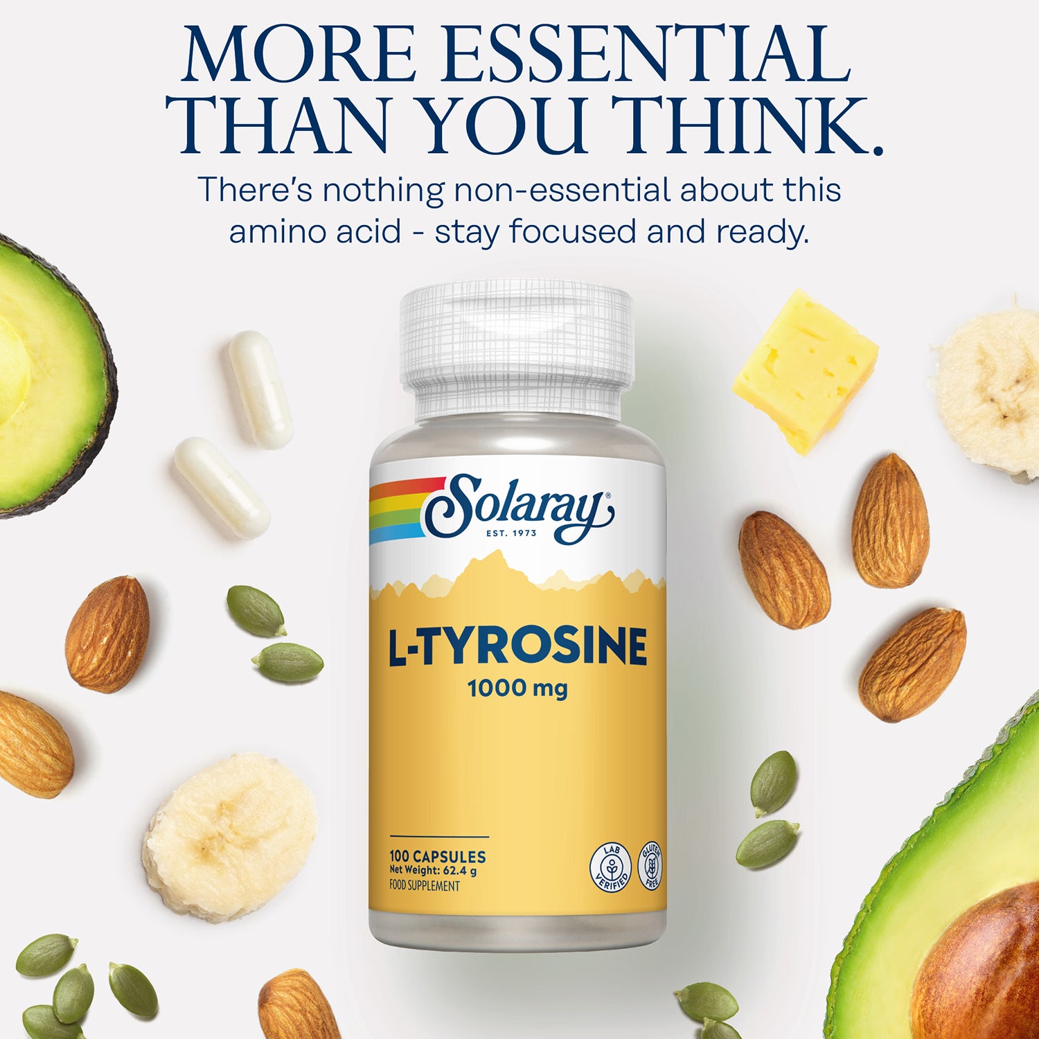 Solaray L-Tyrosine free-form amino acid supplement 60 capsules (British brand)