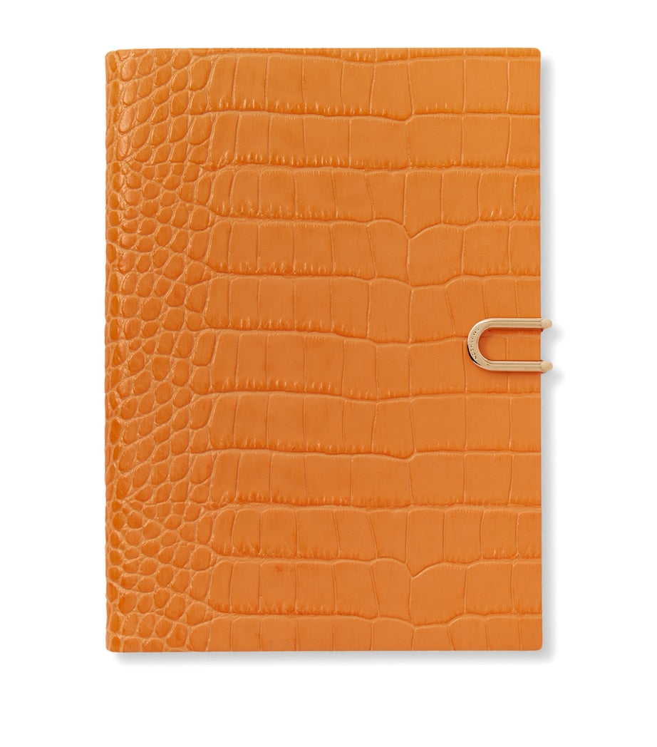 Smythson Mara leather croc-embossed notebook 20cm, imported from the UK