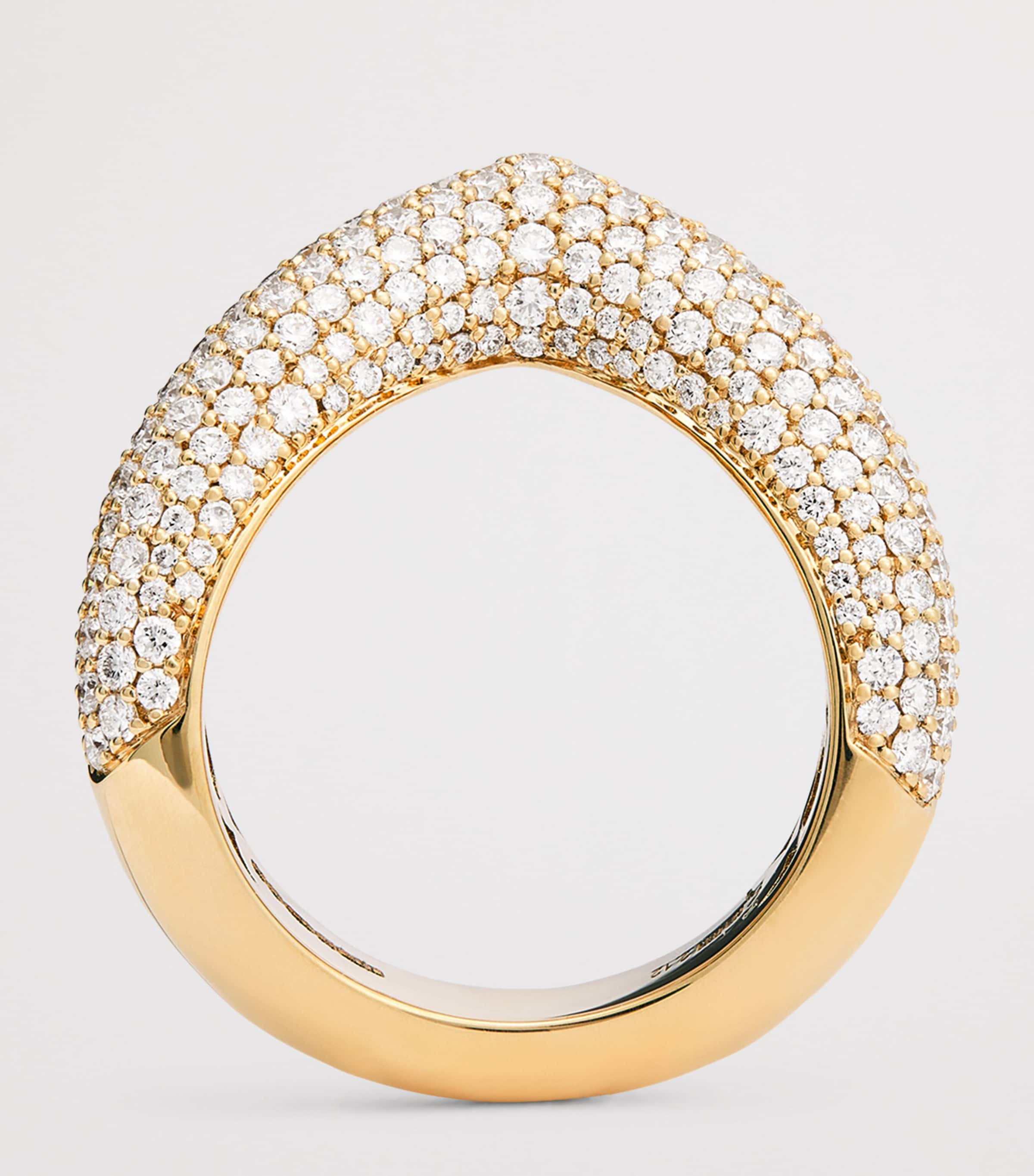 Engelbert yellow gold and diamond drop link ring - British product