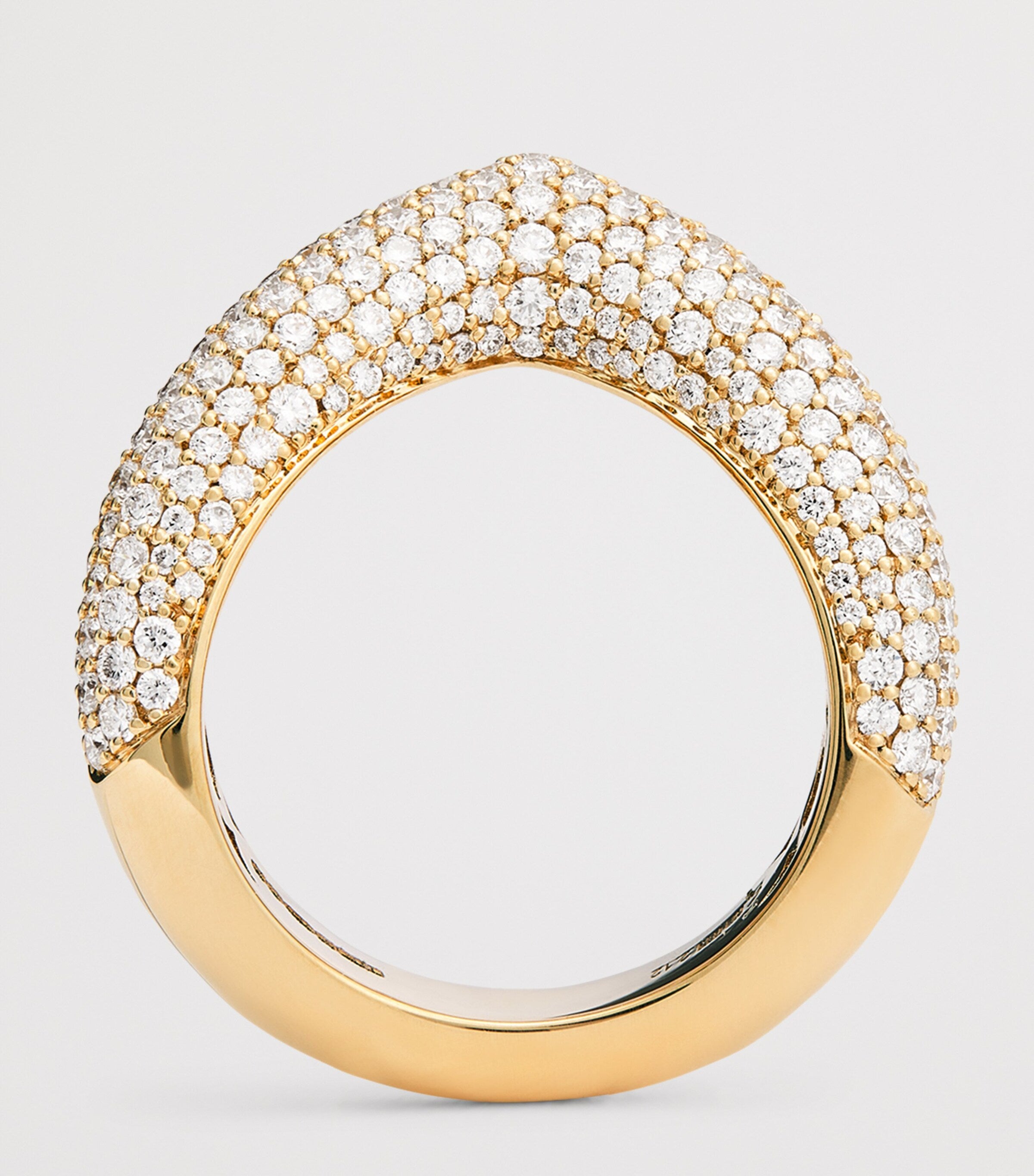 Engelbert yellow gold and diamond drop link ring - British product