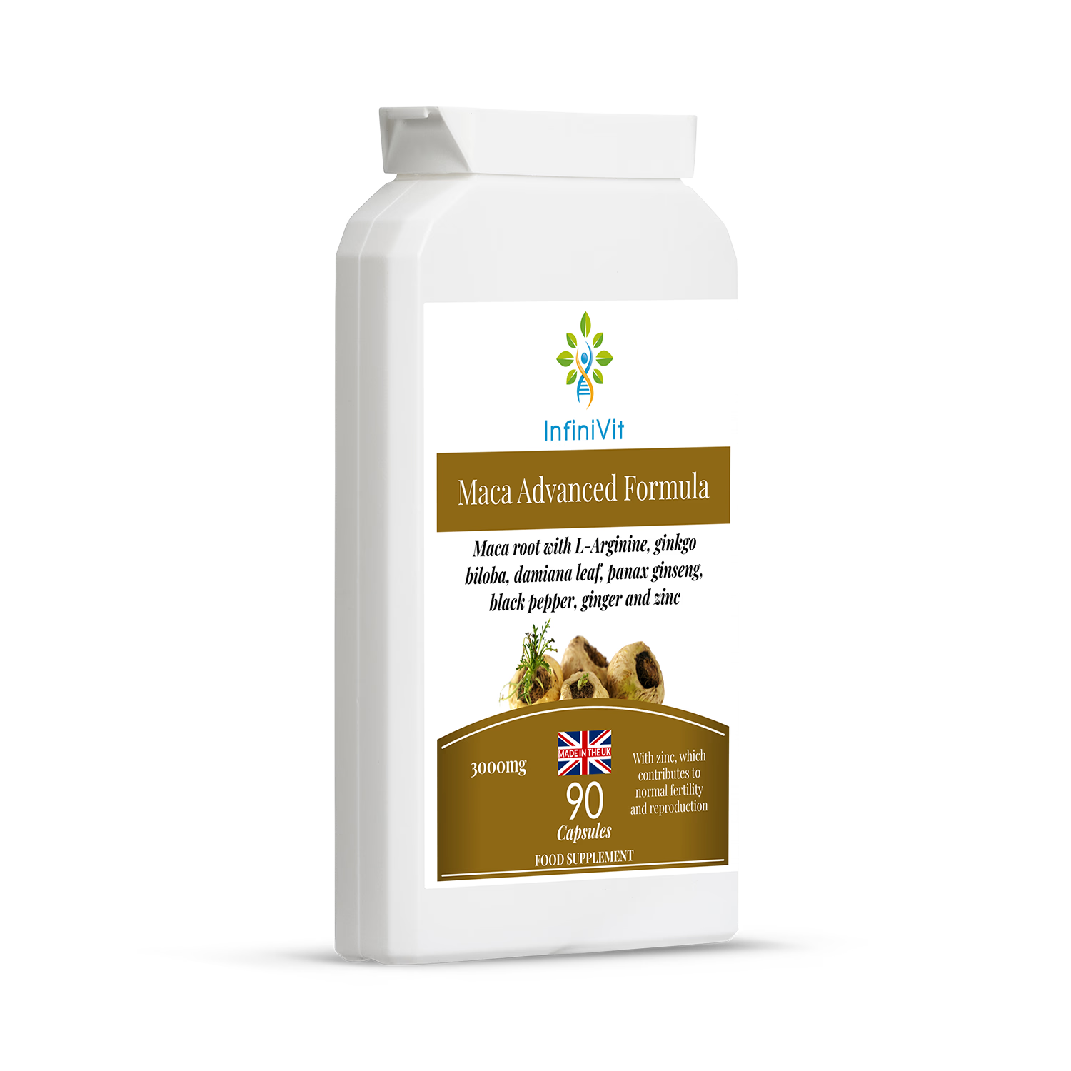 InfiniVit maca advanced formula supplement 90 capsules, UK version
