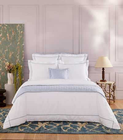 Harrods Yves Delorme Pima Cotton Athena Celeste Super King Duvet Cover 260cm x 220cm- Buy online at McGrocer