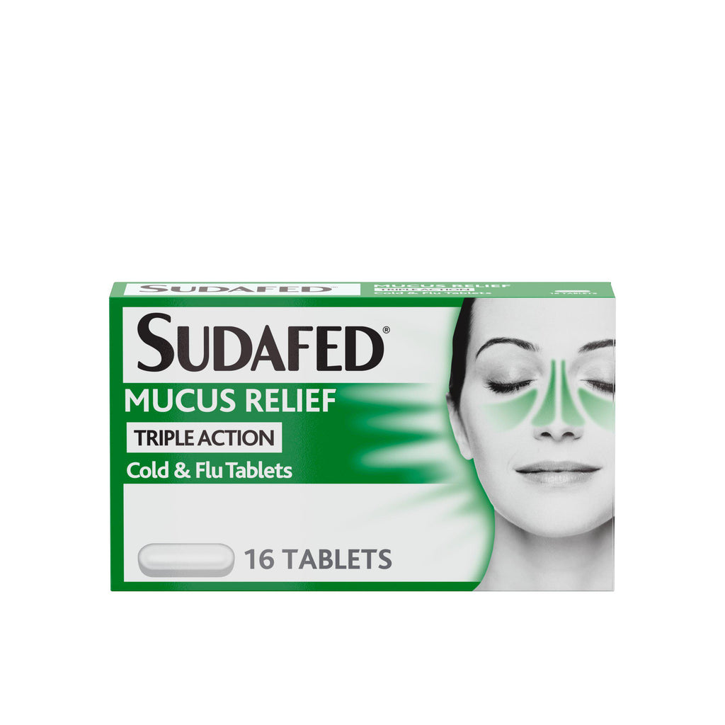 Sudafed Mucus Relief Triple Action Cold & Flu Tablets x16