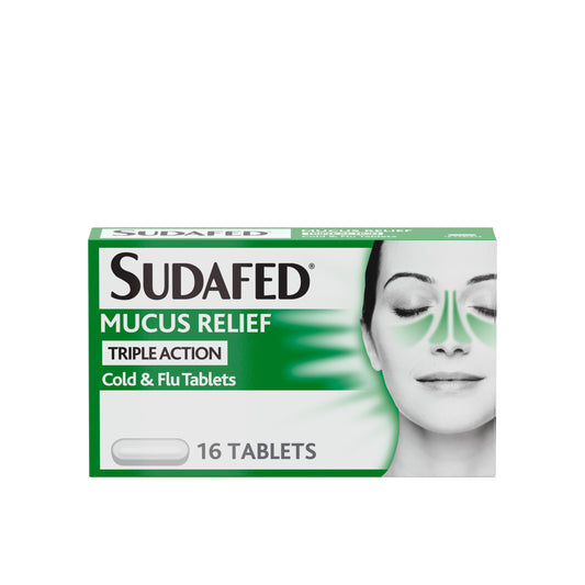 Sudafed Mucus Relief Triple Action Cold & Flu x16 cough cold & flu Sainsburys   
