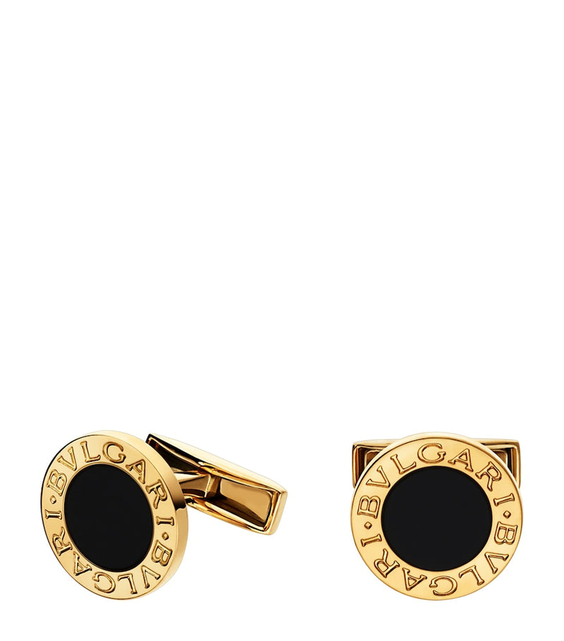 Bvlgari 18kt yellow gold and black onyx cufflinks, imported from the UK