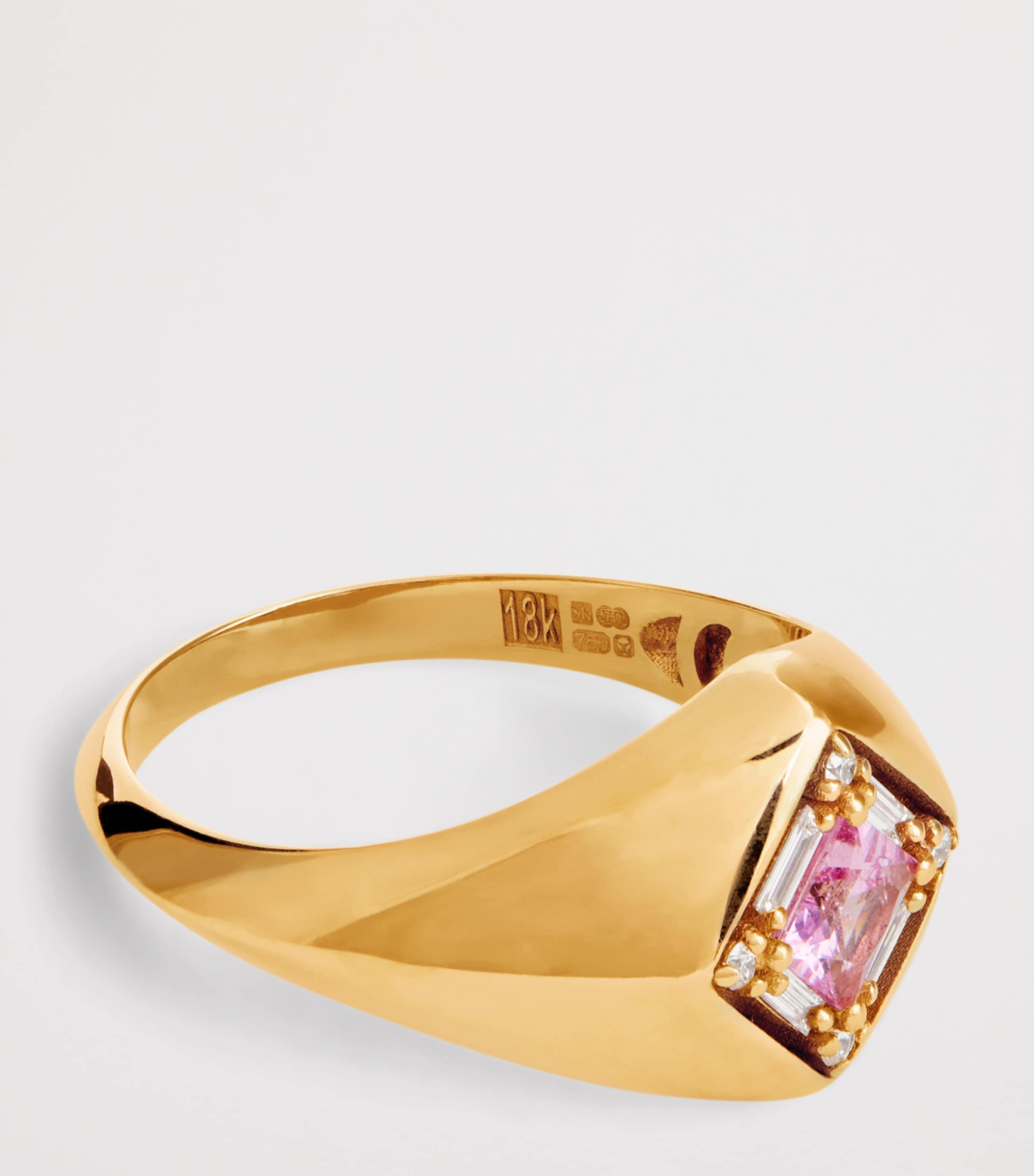 Suzanne Kalan rose gold pink sapphire diamond signet ring size 6 (British brand)