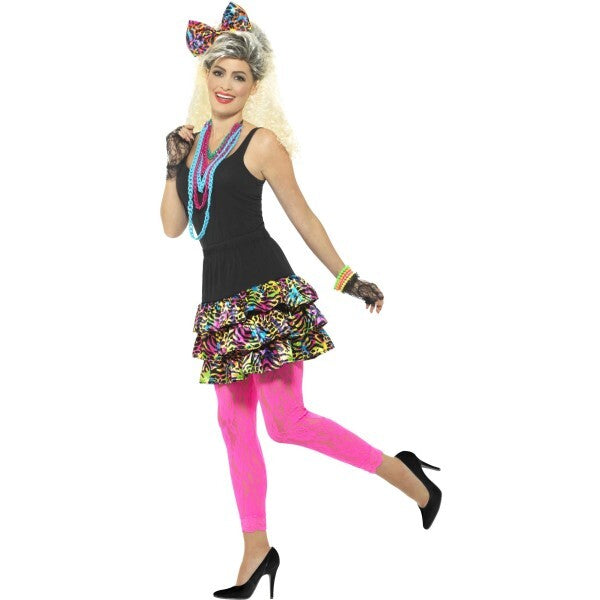 Smiffys 80s costume kit with skirt headpiece necklace, British product