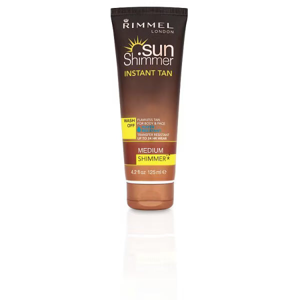 Rimmel London Sunshimmer Instant Tan Medium Shimmer 125ml, imported from the UK