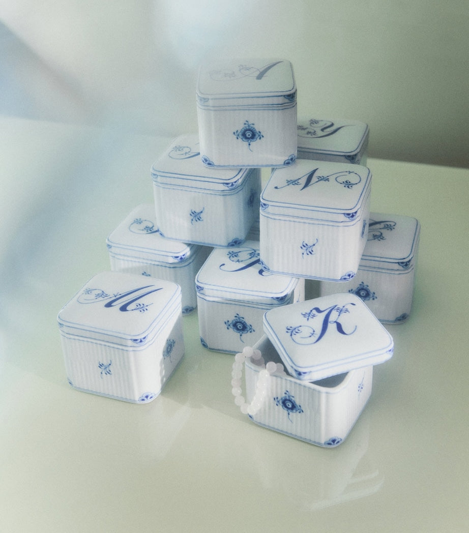 Royal Copenhagen porcelain alphabet bonbonniere, UK version