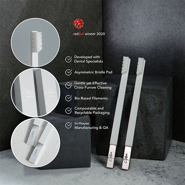 APRIORI White Silver Medium toothbrush, UK version