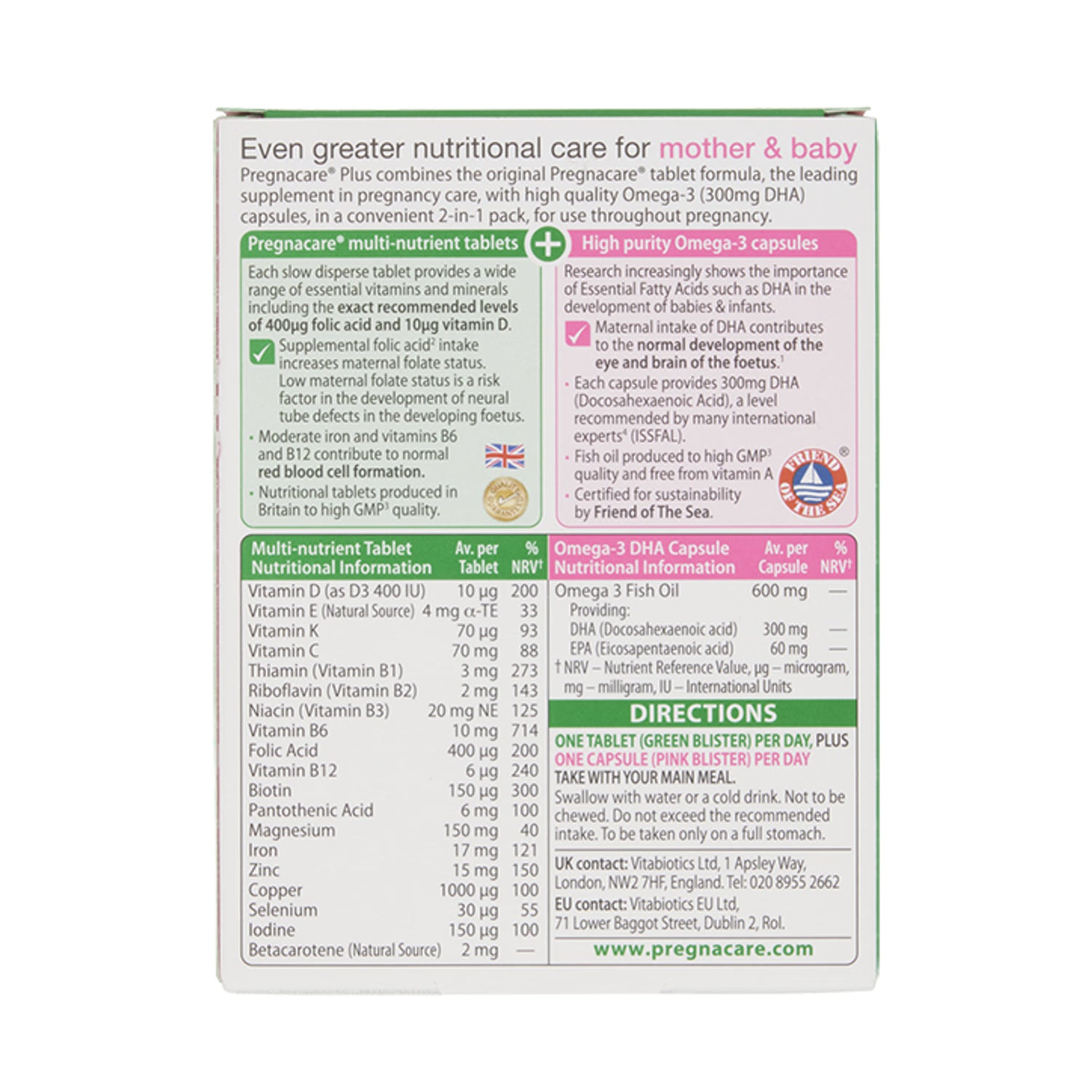 Vitabiotics Pregnacare Plus 56 Tablets Maternity Multivitamin (British brand)