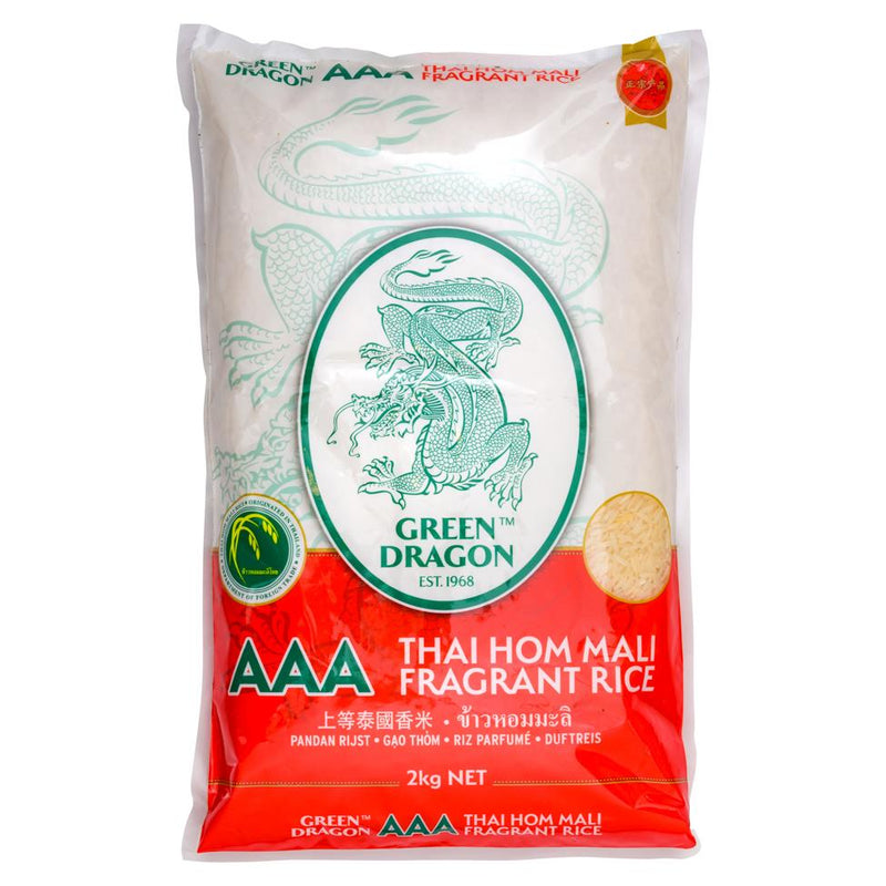 Green Dragon Thai Hom Mali jasmine rice 2kg, imported from the UK