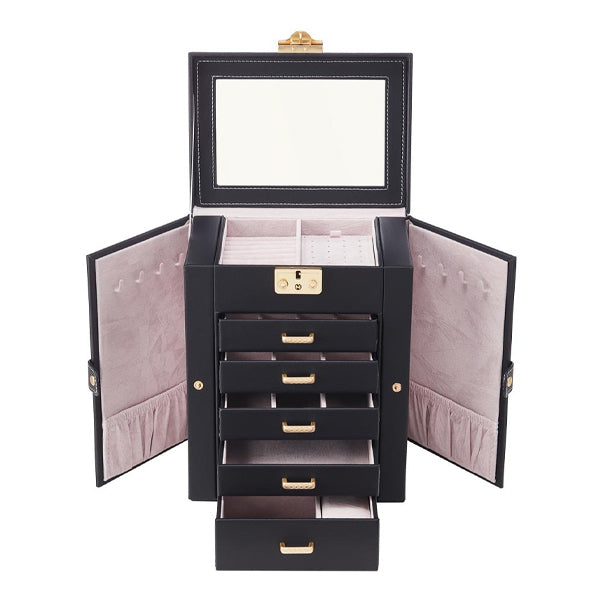 Livingandhome black jewellery box with mirror, imported from the UK