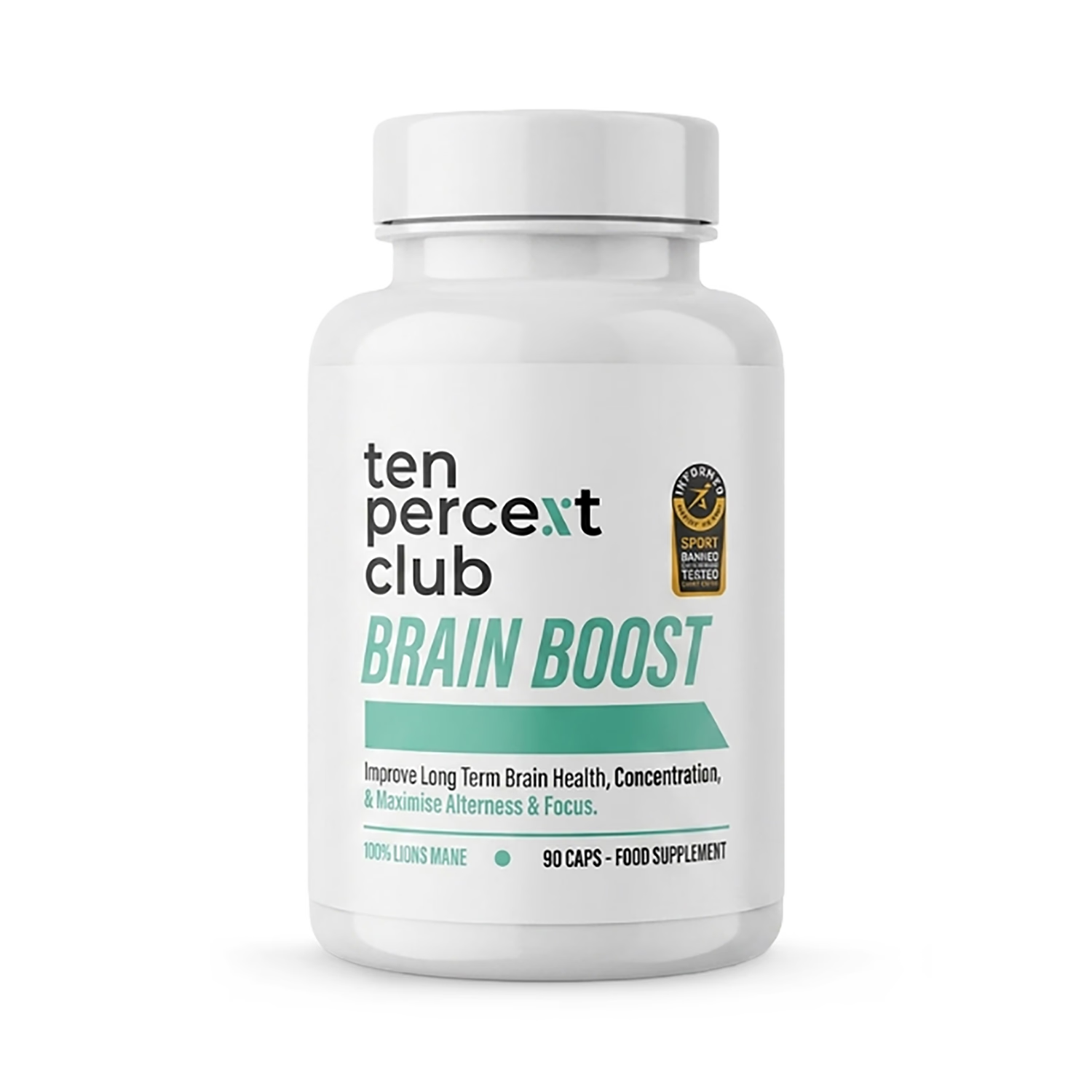 The Ten Percent Club Lion's Mane 90 Capsules, imported from the UK