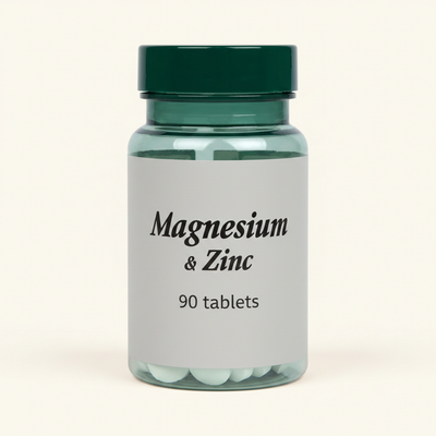 Holland & Barrett Magnesium Zinc Tablets British Supplement 90 Count
