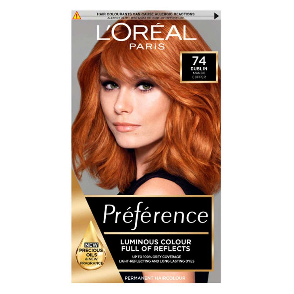 L’Oréal Paris Preference Permanent Hair Dye, Luminous Colour, Mango Copper 74