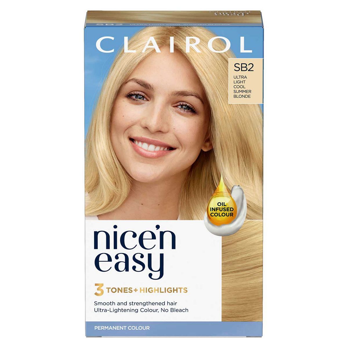 Clairol Nice'n Easy Crème Oil Infused Permanent Hair Dye SB2 Ultra Light Cool Summer Blonde 177ml GOODS Boots   