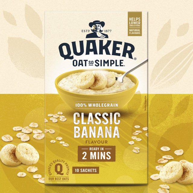 Quaker Oat So Simple Banana Porridge Cereal Sachets   10 per pack GOODS M&S   