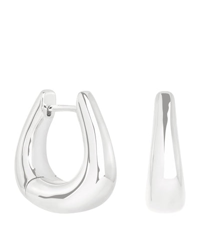 Harrods Astrid & Miyu Rhodium-Plated Saddle Hoop Earrings- Buy online at McGrocer