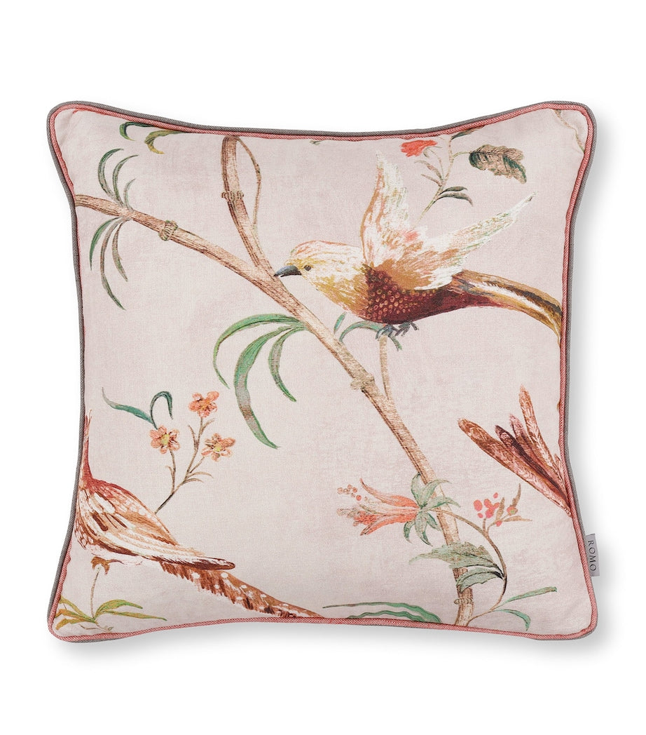 Romo Pluma Blush cushion 50cm x 50cm, imported from the UK