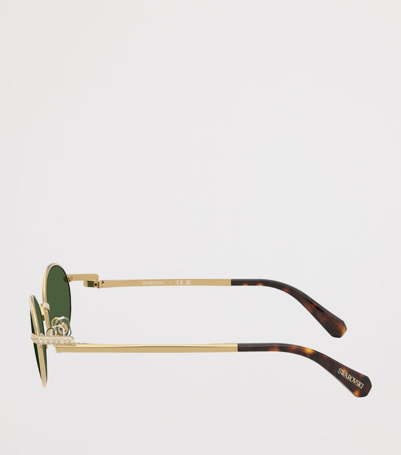 Swarovski oval sunglasses with crystal temples, imported from the UK