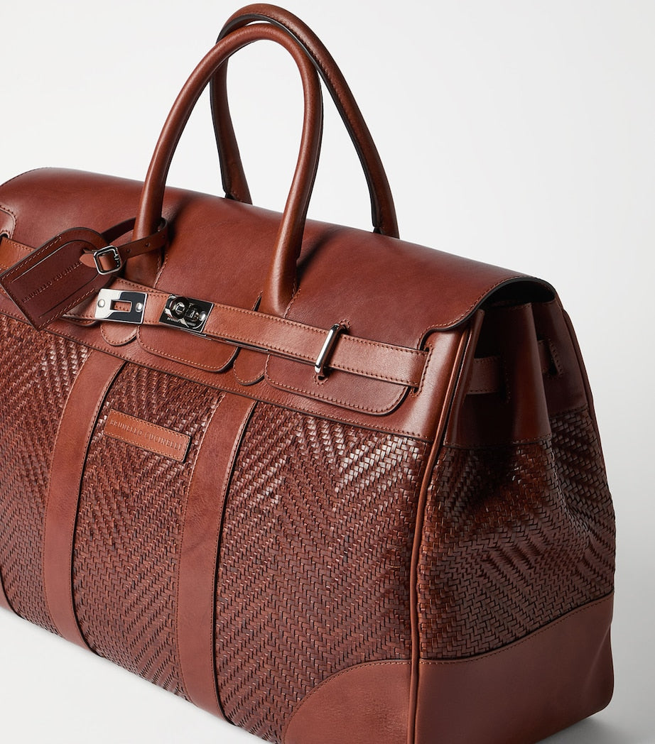 Brunello Cucinelli leather woven holdall - British product