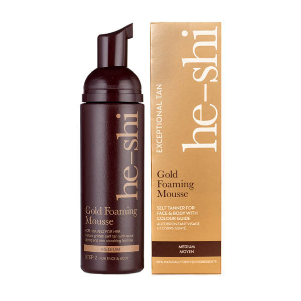 He-Shi self tan mousse medium 150ml, imported from the UK