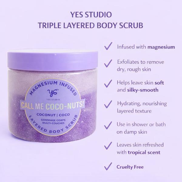 Yes Studio triple layered coconut body scrub 600g - British product