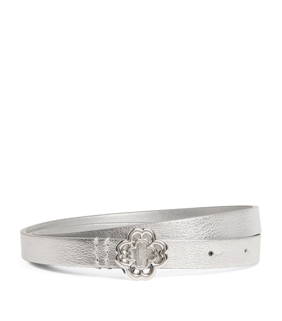 Maje metallic leather belt with clover buckle - British product