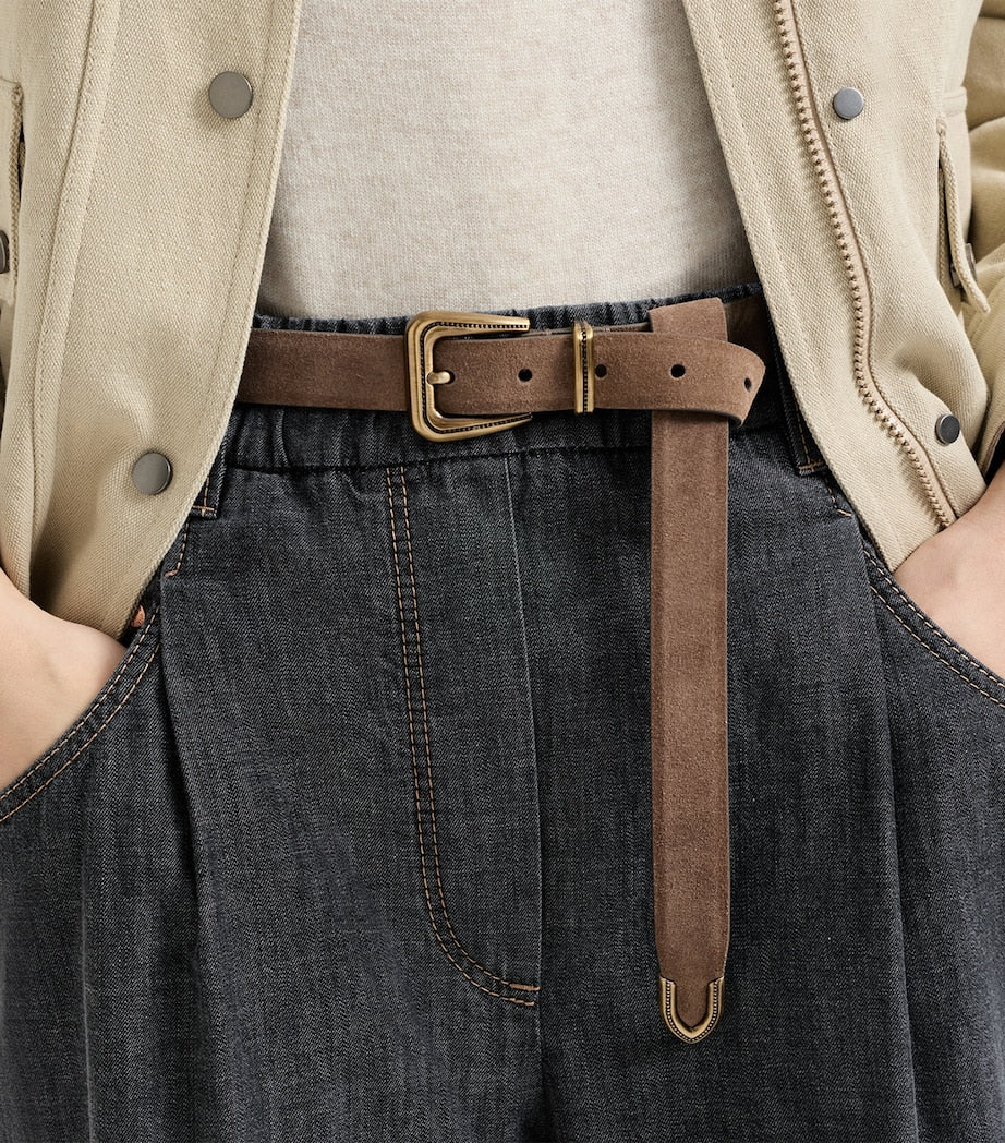 Brunello Cucinelli suede monili belt, UK version
